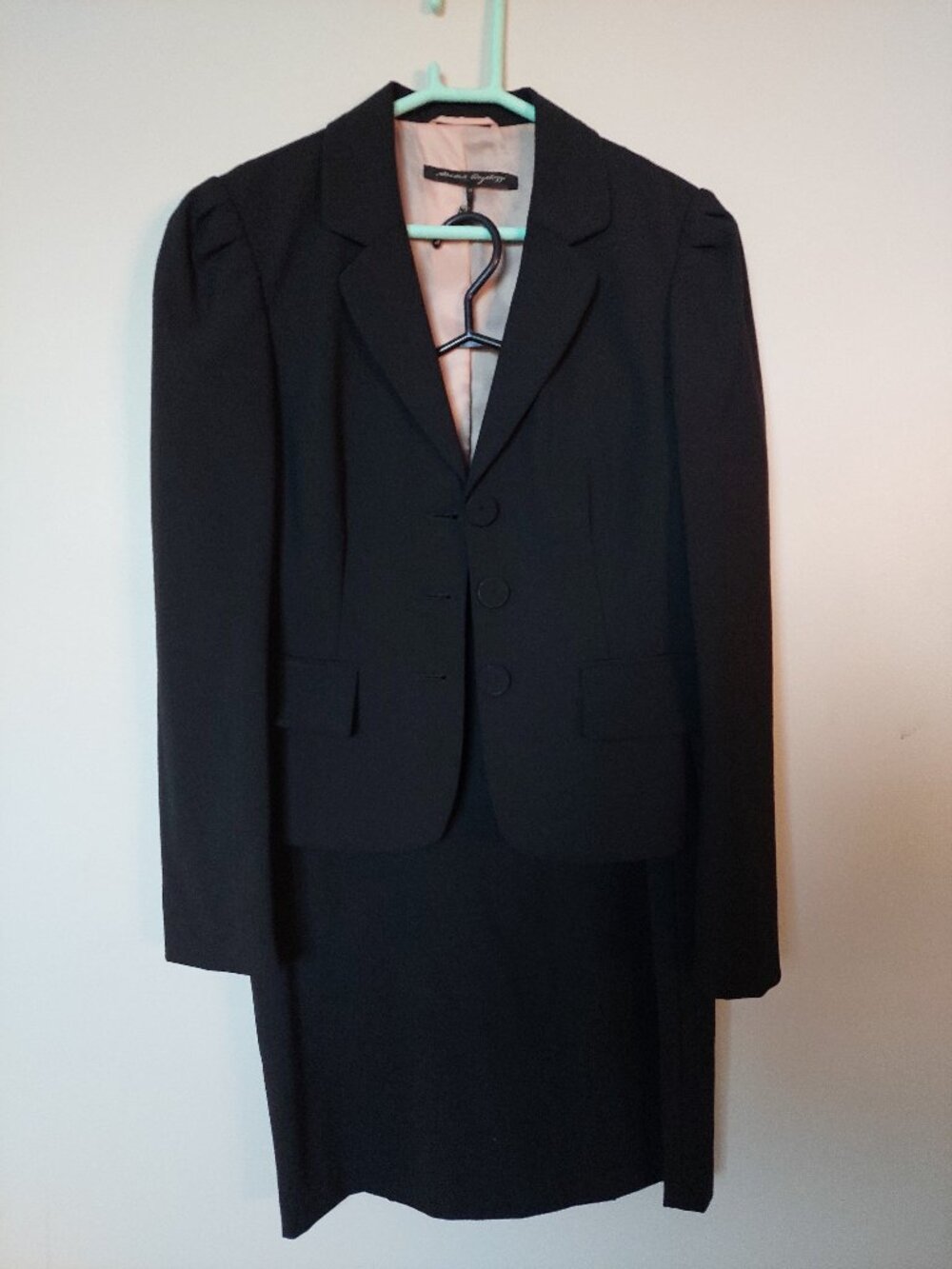 Sandra Angelozzi Women's Size 38/40 Two-piece Skirt Suit Wool Blend Black